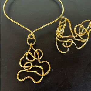 Alexis Bittar Gold Wire Necklace and Bracelet Set